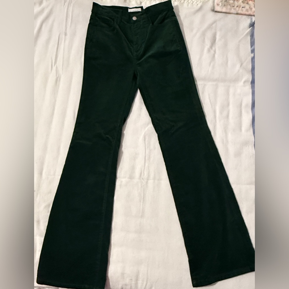 ☀️ LOFT Dark Green Velvet Slim Flare Pants